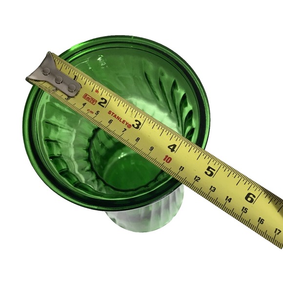 Hoosier 4089 Ribbed Glass Vase‎ Emerald Green Large Top Cylinder Bottom 1960s - Picture 3 of 7